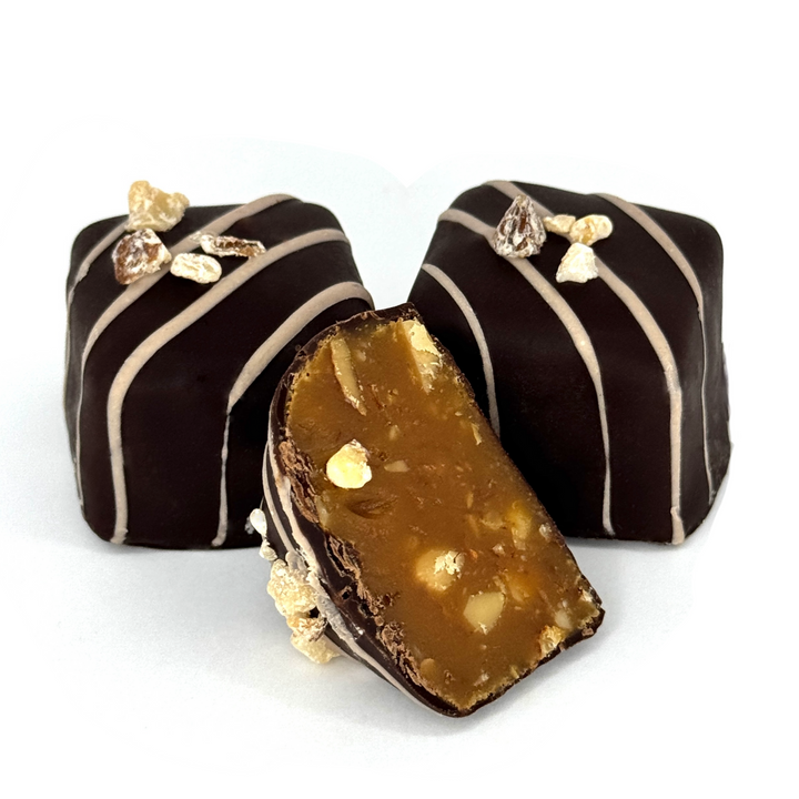 Caramelos de almendras tostadas con chocolate negro