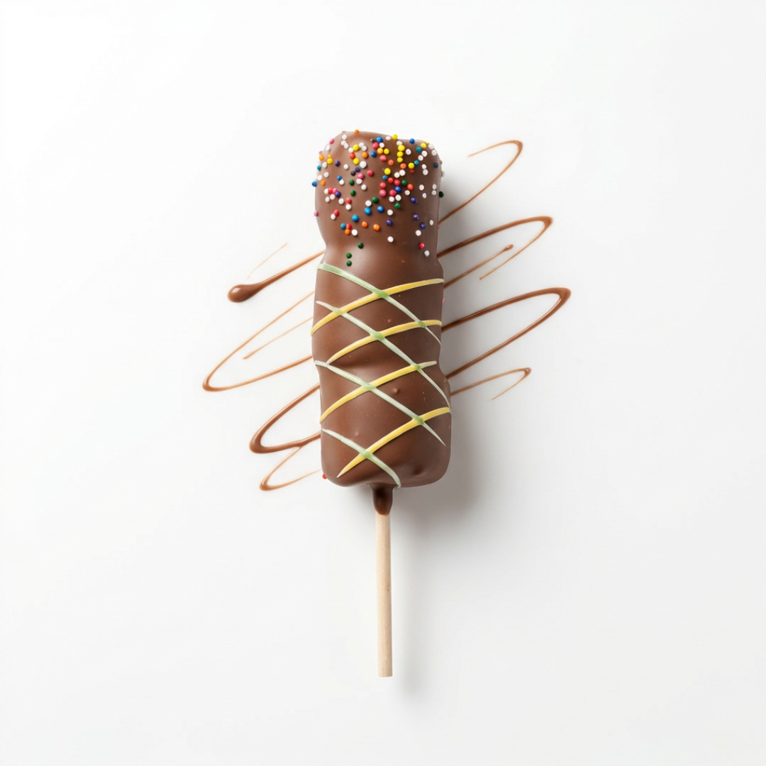 Malvaviscos bañados en chocolate negro en palito