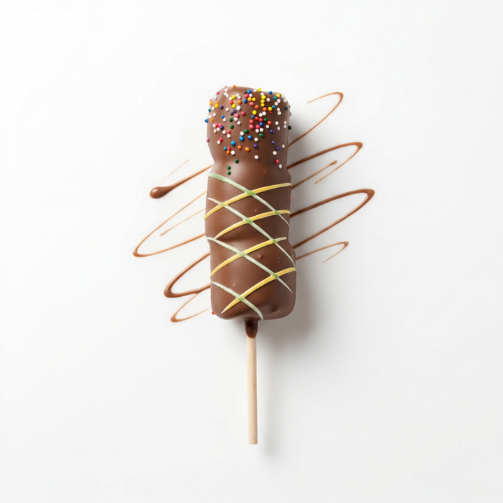 Malvaviscos bañados en chocolate negro en palito