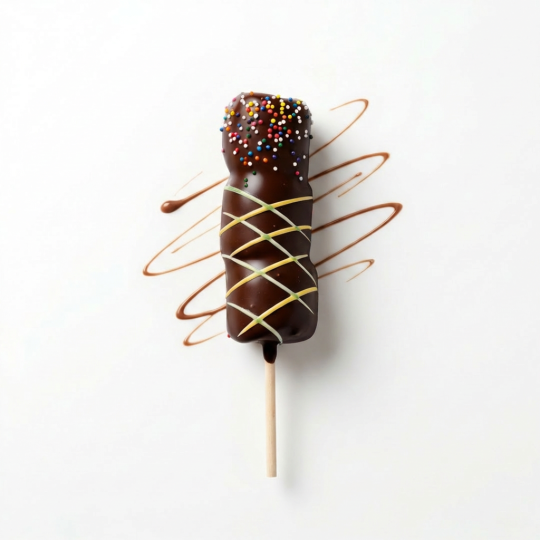 Malvaviscos bañados en chocolate negro en palito