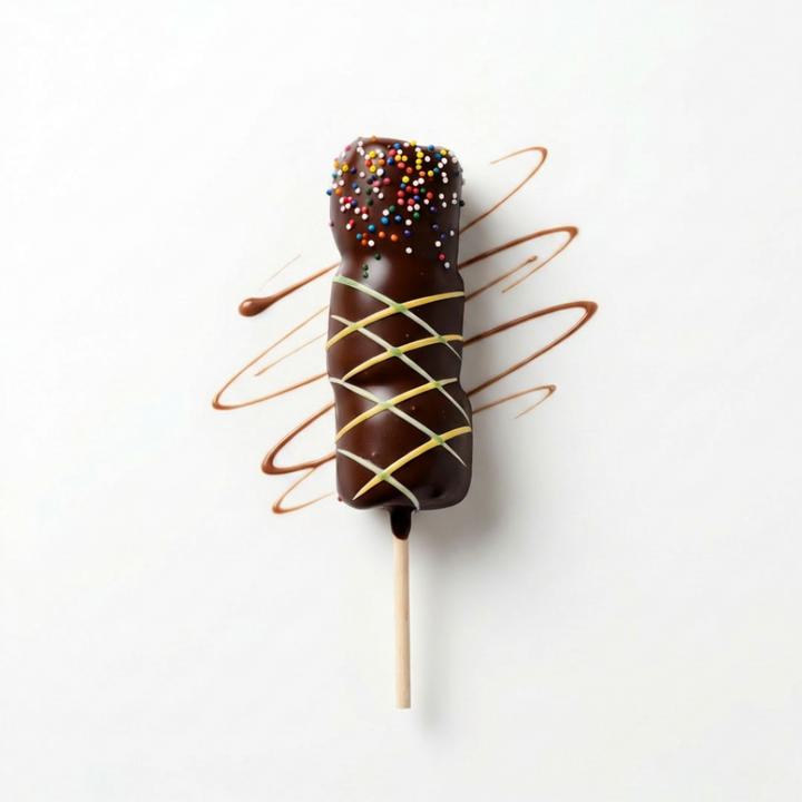 Malvaviscos bañados en chocolate negro en palito