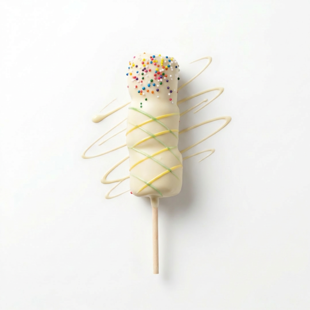 Malvaviscos bañados en chocolate negro en palito