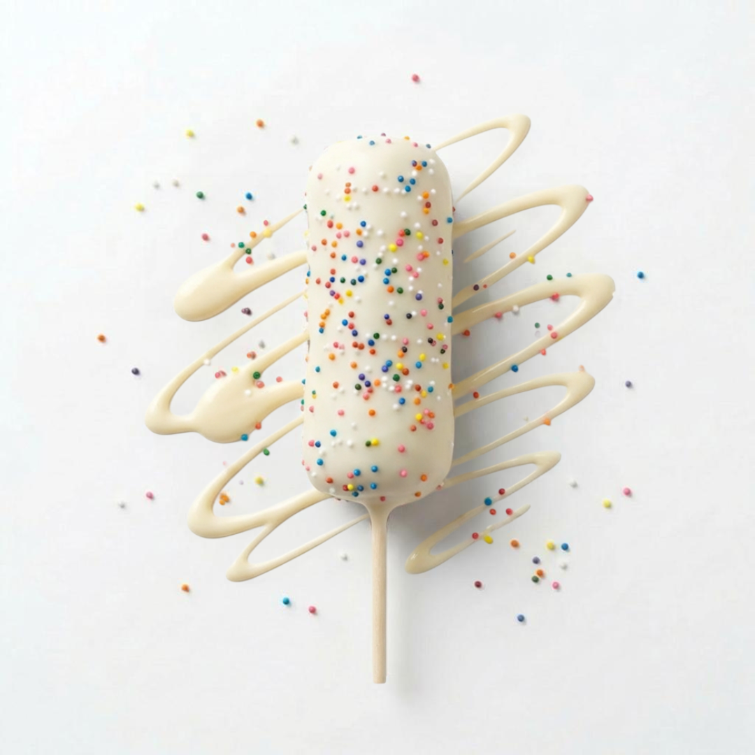Malvaviscos bañados en chocolate con leche en palito