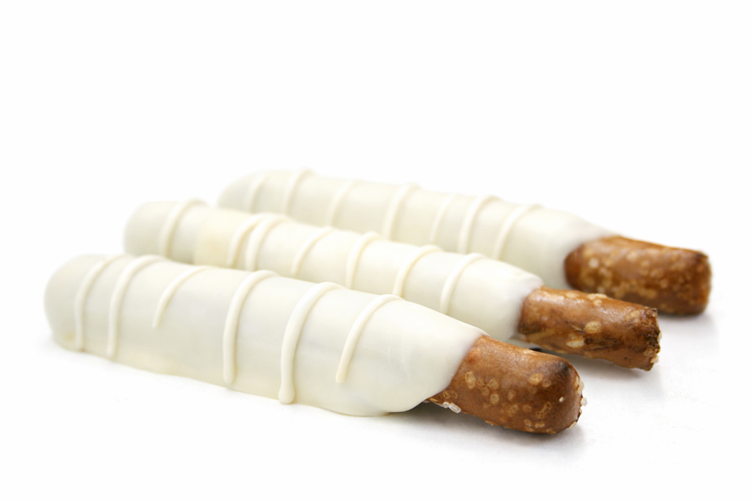 White Chocolate & Caramel Dipped Pretzels