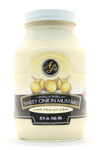 AJ's Walla Walla Sweet Onion Mustard with Horseradish - Net Wt. 32 oz.
