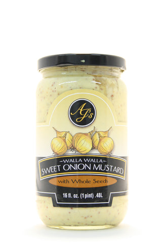 AJs Walla Walla Sweet Onion Mustard with Whole Seeds 16 oz.