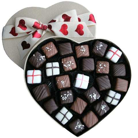 Assorted Chocolate Caramels in Heart-Shaped Box